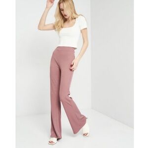 Zara Ribbed High Waist Flare Leg Pants NWT